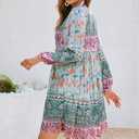 R.Vivimos Womens Long Sleeve Floral Casual Print Cotton Mini Tunic Dress (Green, M)
