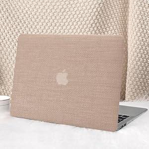 Seorsok Compatible with MacBook Air 13 Inch Case2022 2021 2020 2019 2018 Release A1932 A2179 M1 A2337 Touch ID,Elegant Leather Plastic Hard Shell Case with Transparent Keyboard Cover,Brown Woven