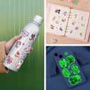 Cute Cats Water Bottle Stickers for Kids Glow in The Dark, 140 PCS Vinyl Waterproof Kitty Stickers Pack for Laptop Skateboard Phone Case, Cute Kittens Decals for Teens (Luminescent-001ksch)