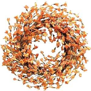 ibelot Fall Wreath for Front Door, Artificial Forsythia Flower Wreath 18’’ Artificial Blossom Flower Wreath, Farmhouse Wreath for Festival Wall Decor