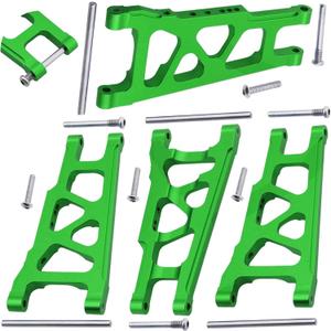 Hobbypark Aluminum Suspension A-Arms Set Front & Rear for Traxxas 1/10 Slash 4x4, Stampede 4x4, Rustler 4WD VXL Upgrade Parts Option Hop Ups, Replace 3655X, Green (4-Pack)