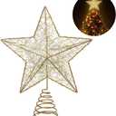 Christmas Tree Topper Led Glitter Star Tree Topper Christmas Decorations Creative Xmas Battery Operated Christmas Tree Topper Star for Christmas Tree Home Party Bar Shop