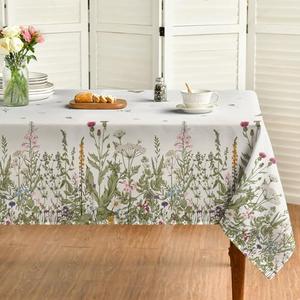 Horaldaily Spring Summer Tablecloth 60x140 Inch Rectangular, Wild Flowers Floral Table Cover for Party Picnic Dinner Decor