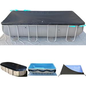 16x32Ft Rectangular Pool Cover with Side Storage for Oval and Rectangular Above Ground Pool, One-Piece Solar Oval Pool Cover, Preventing Waterlogging, UV and Weather Resistant WP:10000kPa+