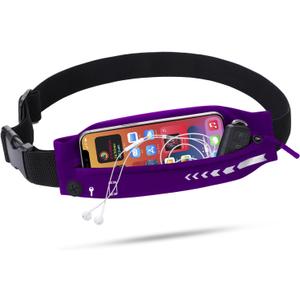 USHAKE Slim Running Belt for Women Men-Runners Phone Holder Fanny Pack, Adjustable, Bounce Free Waist Pouch bag for Workout, Money Belt, Run Gear Accessories Purple