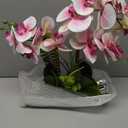 Briful Orchids Artificial Flowers 15" Light Pink Phalaenopsis Orchid with Silver Pots Real Touch Faux Orchid Plant for Home Office Bathroom Living Room Decoration