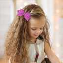 2 x Glitter Sparkly Hair Bow Clips 4" Cute Hot Purple Sequins Cheer Barrettes Pink Alligator Hairpins Accessories for Kids Teens Toddlers Baby Cheerleader Girls Xmas Gift