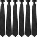 2 x 6 Pcs Clip on Ties for Men 20 Inch Mens Clip on Tie Plaid Striped Dots Pre Tied Necktie for Office School Party (Black)