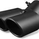 Dual Exhaust Tip, Stainless Steel Bending Muffler Exhaust with Bolt, 2.5" Inlet Dual Tail Pipe Muffler Tip, Automotive Modification Accessory, Universal Tail for Cars (Matte Black)