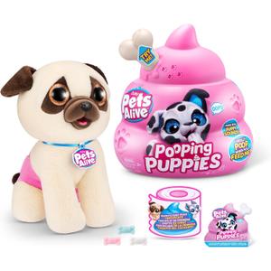 Pets Alive Pooping Puppies (Pug) by ZURU Surprise Puppy Plush, Ultra Soft Plushies, Interactive Toy Pets, Electronic Pet Puppy for Girls and Children (Series 1)