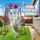 PUDDLE SPLASHERS Outdoor Water Play for Kids, Backyard Waterpark Sprinkler Summer Toy, Fun Outside Play Structure for Kids with Sprinkler, Water Buckets and Splash Wheels, Family Backyard Waterpark