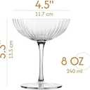 Venus Seashell Coupe Cocktail Glasses | Set of 4 | 8 oz Crystal Ribbed Champagne Saucers for Drinking P-Star and Espresso Martini, Margarita, Daiquiri, Cosmopolitan, Gimlet | Elegant Gift Glassware