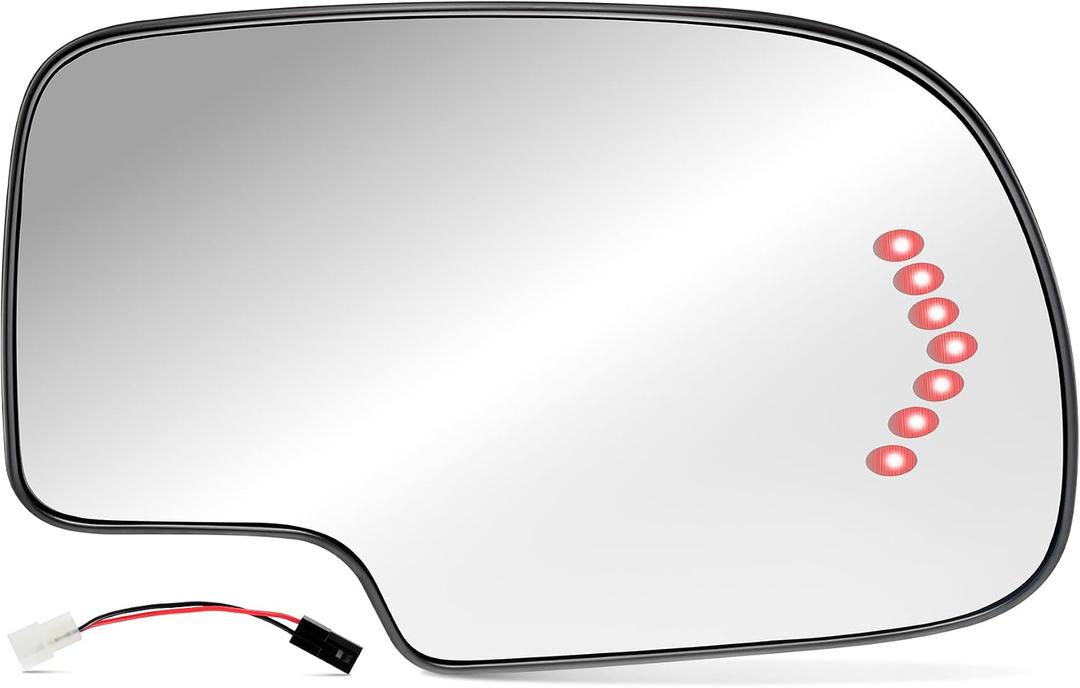 BJSIA Passenger Side Heated Mirror Glass Replacement Fis 2003-2007 Chevy Silverado, Avalanche, Suburban, Tahoe, GMC Sierra, Yukon, Cadillac Escalade, Exterior Side View Mirror with Turn Signal