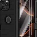 for iPhone 16 Pro Max Case with Screen Protector,Heavy Duty 3-Layer Military Grade Drop Protection Cases,Full Body Shock-Absorbing Dust Proof Rugged Bumper Phone Cover for Apple 16 Pro Max (Black)