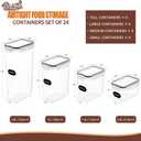 PRAKI Airtight Food Storage Containers Set with Lids - 24 PCS, BPA Free Kitchen and Pantry Organization, Plastic Leak-proof Canisters for Cereal Flour & Sugar - Labels & Marker