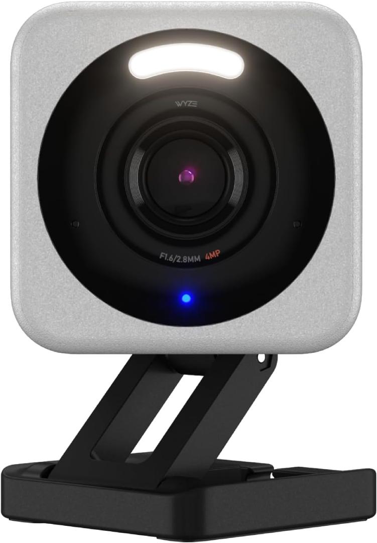 WYZE Cam v4, 2.5K HD WiFi Smart Home Security Camera, Indoor/Outdoor, Pet/Baby Monitor, Motion Activated Spotlight/Siren, Color Night Vision, 2-Way Audio, Works with Alexa & Google, Wired, Grey (Grey)