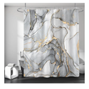 Grey Marble Shower Curtain, Modern Abstract Fabric Shower Curtains for Bathroom, Luxury Art Decor Silver Gray Gold Ink Texture Watercolor Shower Curtain Set with Hooks 72x72