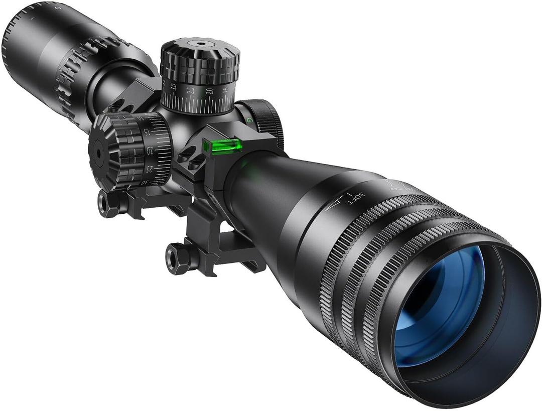 BESTSIGHT 4-16x44 Rifle Scope,Long Range Scope,Second Focal Plane Scope,5-Level Red Green Illuminated Reticle and Side Focus Dial and Locking Turret Sunshade,with 11mm Mount & 20mm Mount (6-24x50)