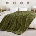 Olive Green Queen Size Blanket 90 x90 Inches, Soft Plush 330GSM Flannel Fleece Blanket, Cozy Lightweight Warm Decorative Blanket for Couch Sofa Bed, All Season Use