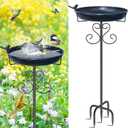 Metal Bird Bath for Outside, 40 Inch Tall Vintage Freestanding Birdbaths Bowl with Bird Statue, Sturdy 5-Pronged Base Birdfeeder for Outdoors Garden Patio Yard Lawn Decor (Vintage Blue)