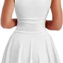Kaximil Women's Ruffle Hem Boat Neck Mini Dress Sleeveless Ruched Corset Short Party Dresses, M
