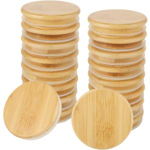 QTLCOHD 18 Pack Wide Mouth Bamboo Mason Jar Lids, Storage Canning Jar Lids with Airtight Silicone Seal Ring, Wooden Lids for Ball Jars, Wide Mouth Mason Jars