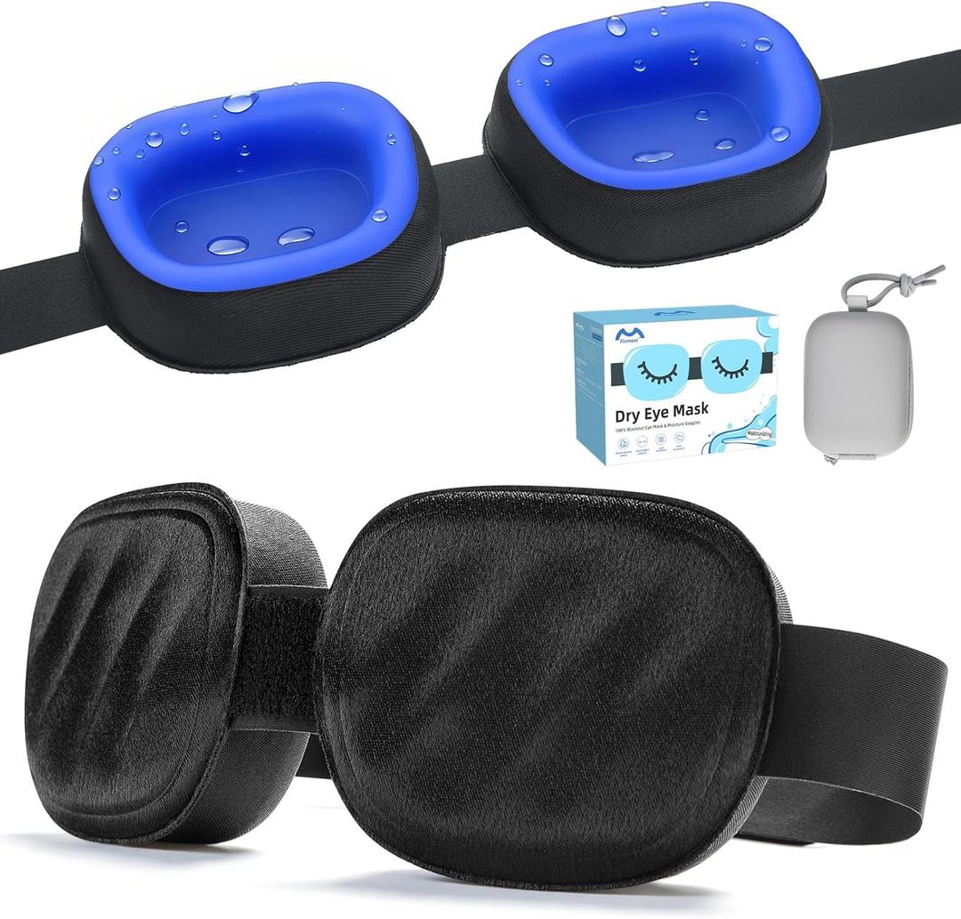 Eye Mask for Dry Eyes  100% Blackout Dry Eye Mask, Moisture Goggles & Sleeping Mask for Men  Adjustable, Removable Silicone, Soft for Travel & Shift Work (Gray)