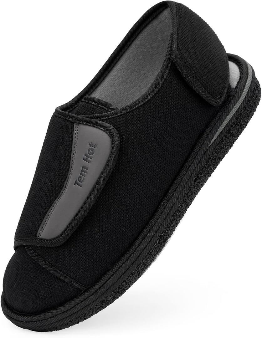 Diabetic Shoes for Men Women, Extra Wide Slippers for Swollen Feet, Wide Toe Box Adjustable Walking Shoes for Elderly, Comfort Home Hospital Slip on Slippers for Indoor Outdoor, Foot pain Relief