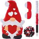 Lewtemi Valentine Gnomes Piata with Piata Stick with Blindfold Confetti Set Gnome Decoration for Birthday Anniversary Decoration Supplies