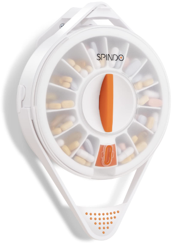 Fullicon Weekly Pill Dispenser Organizer with 14 Large Compartments and ChildProof Lock, Spindo Medicine DispenserDispense Vitamin/Tablet/Supplement for Elderly/Amnesia/Dementia