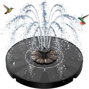 SZMP Solar Fountain 2026 Upgrade, Solar-Powered Bird Bath Fountain with 4 Fixed Rods & 7 Nozzles for Garden, Pond, Pool, and Patio  No Battery Required, Attracts Hummingbirds & Wildlife (Coffee)