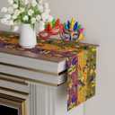 XCHI Colorful Masks Doughnuts Iris Fleur De Lis Mardi Gras Table Runner Carnival Table Decoration for Masquerade Party Home Kitchen Dining Holiday Decor 13x120 Inch