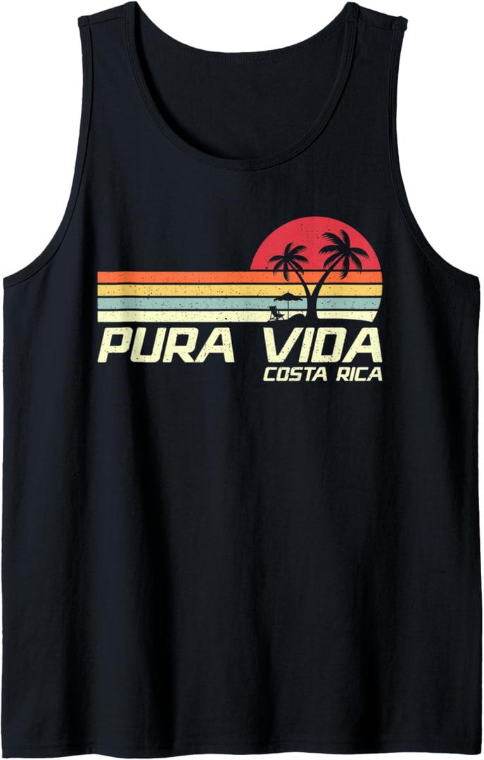 Vintage Retro Family Vacation Costa Rica Pura Vida Beach Tank Top, S
