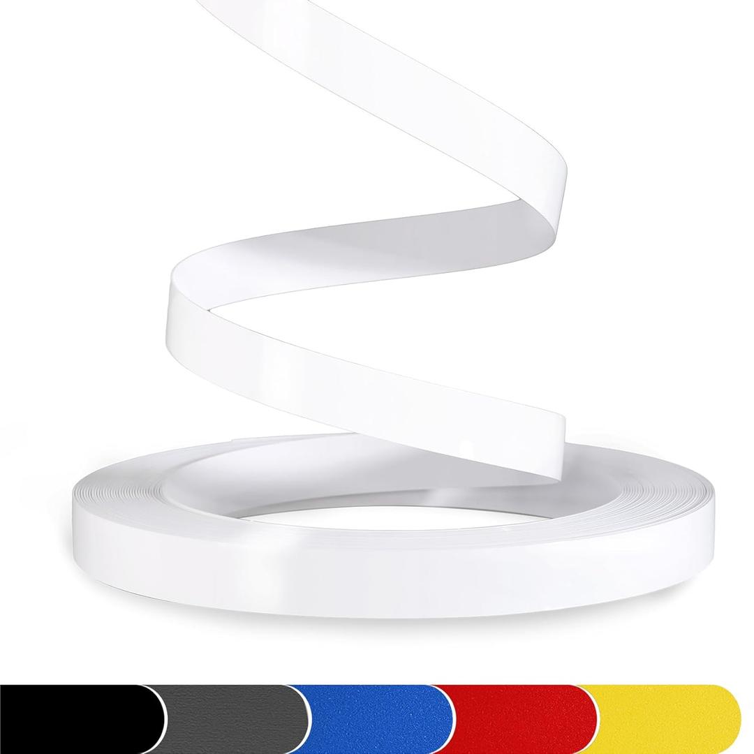 PVC Edge Banding, 5/8" x 25ft Glossy White Edge Banding Non Glued White Veneer Edging White Veneer Edge Banding for Table Cabinet Furniture Trim