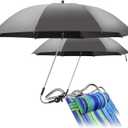 Talltalk 2 Pcs Beach Umbrella with Universal Clamp Adjustable Beach Shade UV Protection Chair Portable Outdoor Umbrella for Camping Patio Chairs Golf Carts