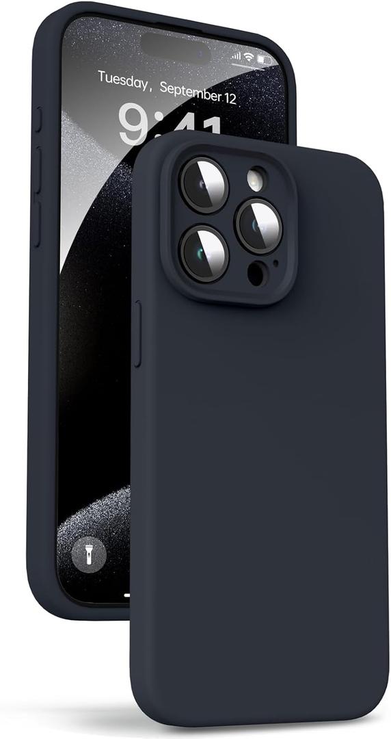 Supdeal Liquid Silicone Case for iPhone 15 Pro Max - [Camera All-Round Protection] [Soft Microfiber Lining Anti-Scratch] 4 Layer Full Covered Shockproof Gel Rubber Phone Case Cover, 6.7", Black