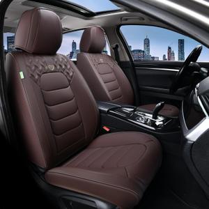 FLORICH Car Seat Covers, Leather Seat Covers, Front Seat Covers 2PCS,Waterproof Car Seat Protector, Auto Driver Seat Covers Accessories Fit for Most SUV Trucks (Coffee, Front Pair)