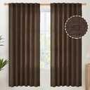 YoungsTex Dark Brown Linen Curtains for Living Room 2 Panels, Chocolate Light Filtering Window Drapes with Rod Pocket Back Tab Textured Semi Sheer for Dining Bedroom, 52 X 72 Inch