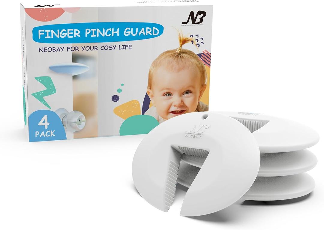 Silicone Door Pinch Guard and Door Slam Stopper, Durable Finger Pinch Guard, Prevents Pinch Injuries, Slamming Doors, Door Stopper for Kids, 4 Packs White.