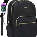 LOVEVOOK Laptop Backpack for Women 17.3 inch,Cute Womens Travel Backpack Purse,Professional Computer Bag,Waterproof Work Business College Teacher Bags Carry on Backpack with USB Port,Black