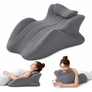 Large 27° Memory Foam Wedge Pillow for Back & Leg Support（Dark Gray）
