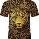 Funny Leopard Graphic T-Shirt Novelty Short Sleeve Crewneck Shirt (XXXL)