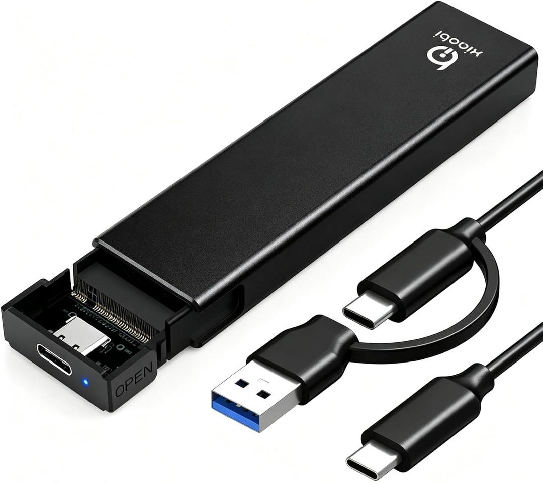 M.2 NVMe SSD Enclosure, Tool-Free Installation, USB 3.2 Gen 2 (10 Gbps) to NVME M-Key/(B+M) Key PCIe NVMe Adapter Support UASP and Trim, for SSDs 2230/2242 /2260/2280