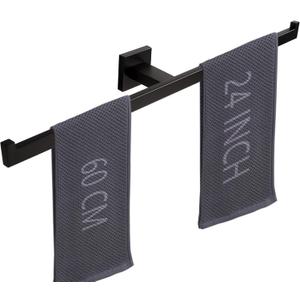 LANC Matte Black Towel Bar for Bathroom Wall Mounted, 24 Inche Hand Towel Holder Kitchen Bathroom Accessories Towel Rack Modern Towel Rod Towel Organization and Storage Stainless Steel,A9076MB-L6
