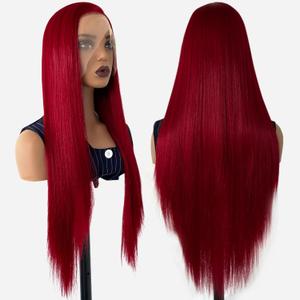 Red Wig Synthetic Lace Front Wig Glueless 13x4 HD Lace Front Wigs Pre Plucked 26 Inch Long Straight Ready to Wear Wigs for Women Beginner Friendly