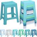 TURSTIN 6 Pack Plastic Stools 16.9 Inch Nesting Stools 6 Color Portable Backless Bar Stool Flexible Seating Chairs for Classroom Office Home, 16.9 inches x 10.6 inches