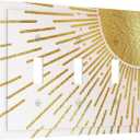 Mid Century Boho Gold Sun Abstract Sunrise Decorative Switch Plates 3 Gang Wall Plate Triple Toggle Light Switch Cover Faceplate Electrical Wall Panels for Kids Room Home Decor