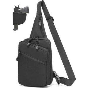 Concealed Carry Crossbody Bag for Men Women, Sling Gun Pack Shoulder Chest Daypack EDC CCW Range Bags of Handgun (Black)