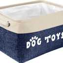 PET ARTIST Dog Toy Basket Bin - Rectangular Storage Box Chest Organizer for Dog Toys, Coats, Clothing & Accessories - Navy Blue (M:15"x11"x9")