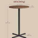 VASAGLE Round Cocktail Table, High Top Bar Pub Table with Metal Frame and Cross Base, for 2-3 People, Modern, Easy to Assemble, 23.6 x 41.1 Inches, Natural Walnut ULBT361K01V1, 1 pack